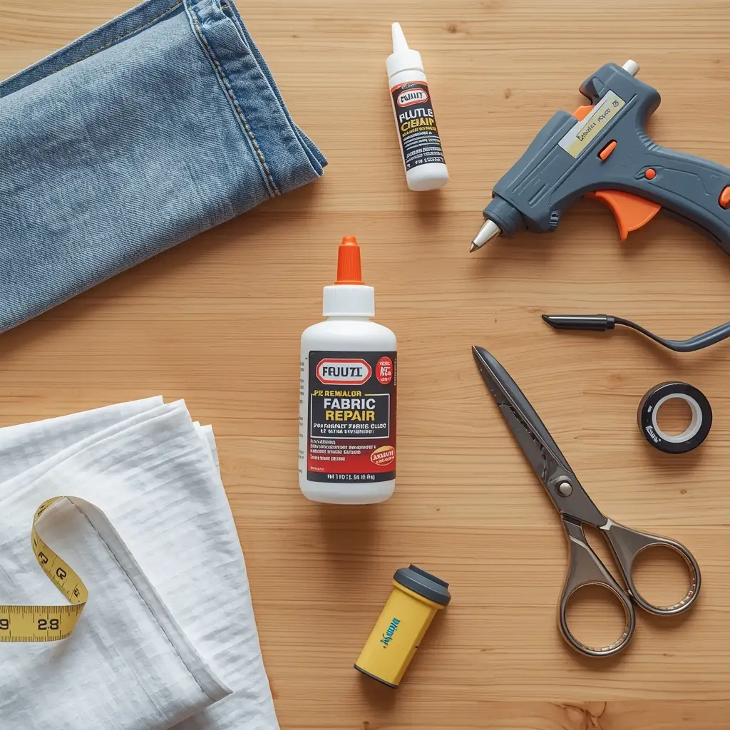 fabric glue guide showing different adhesives for fabric repair and craft projects