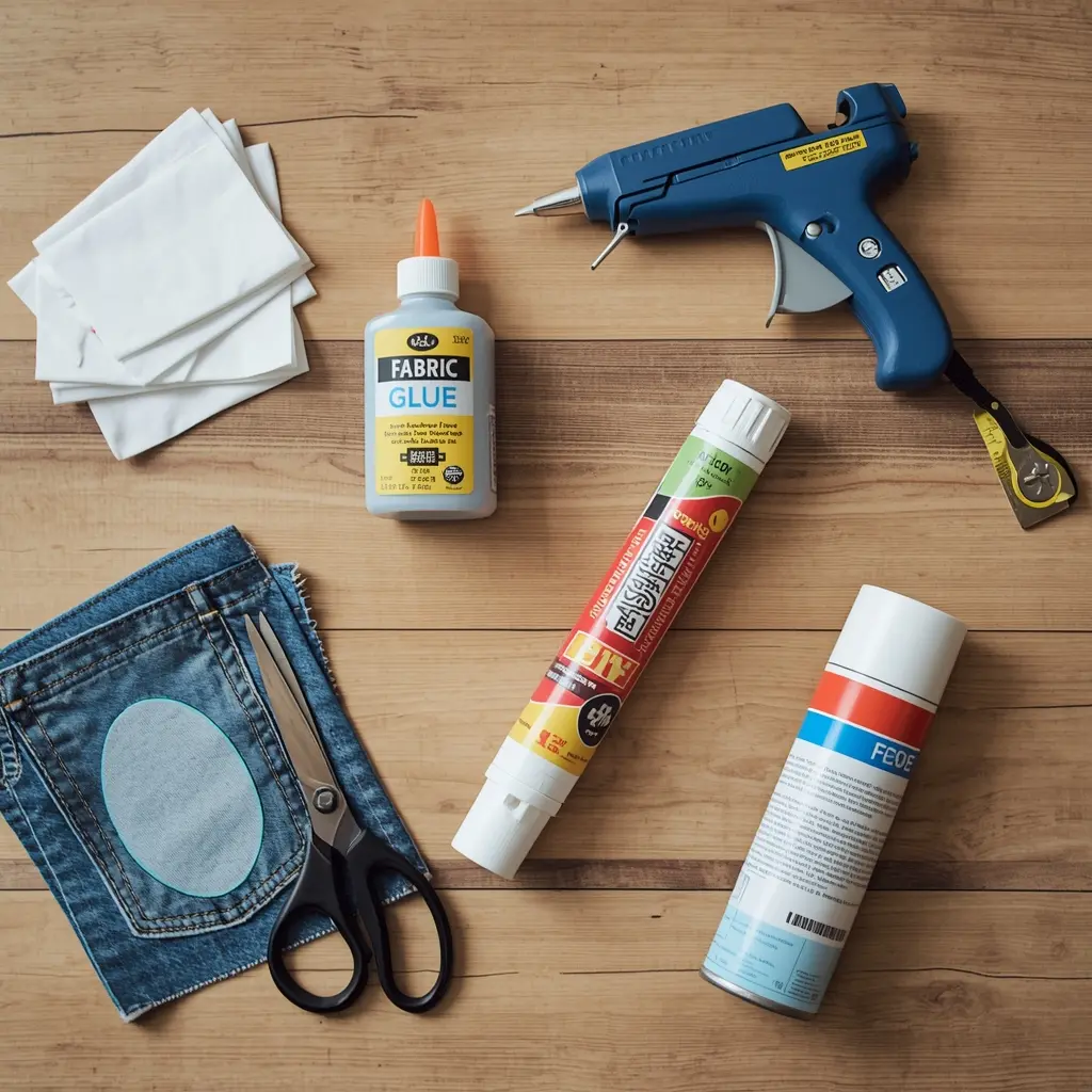 different types of fabric glue including permanent fabric glue, hot glue, and super glue