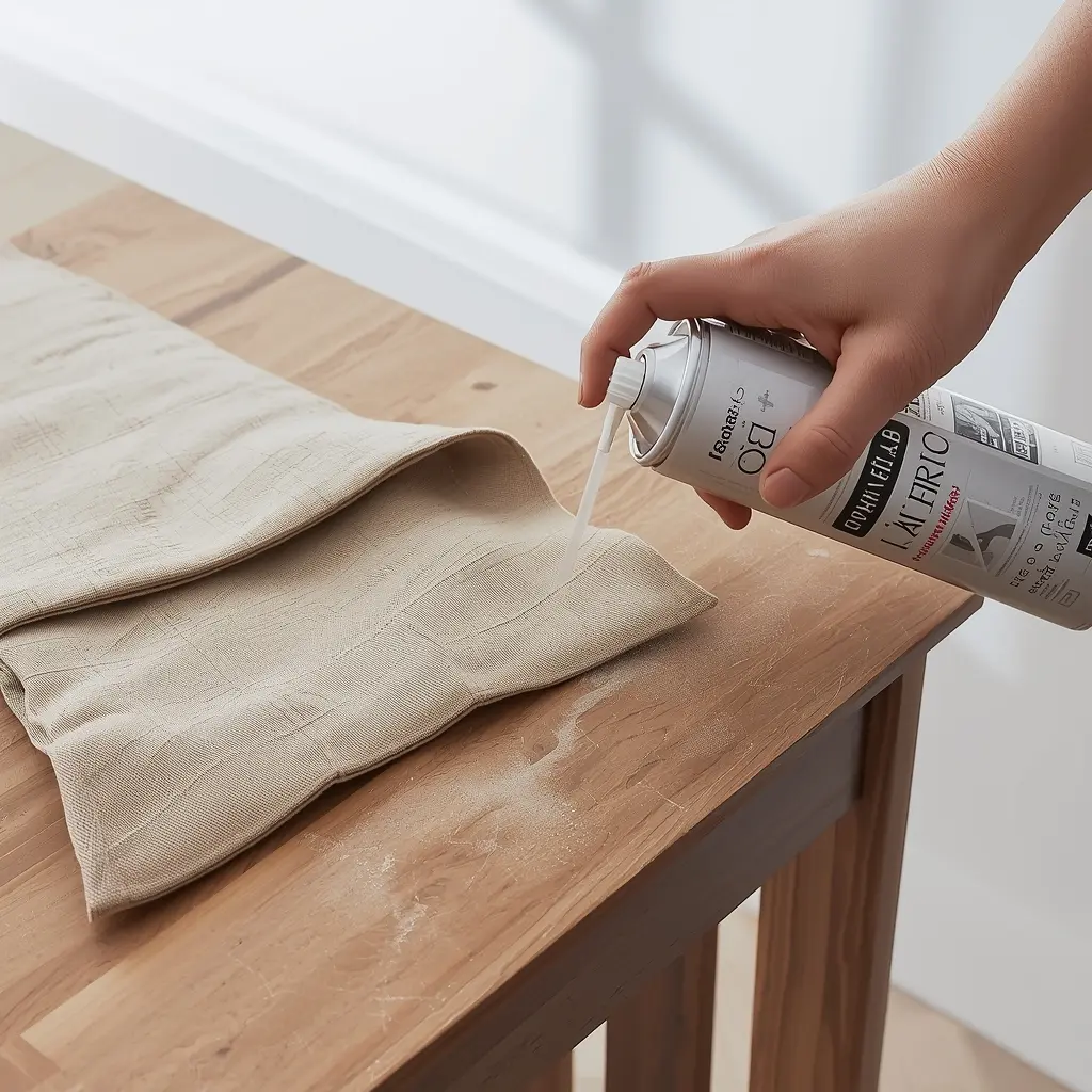 how to glue fabric to wood using spray adhesive for upholstery projects