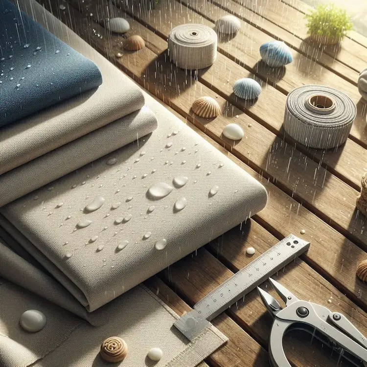 outdoor fabrics guide showing canvas acrylic and vinyl materials for weather resistant use